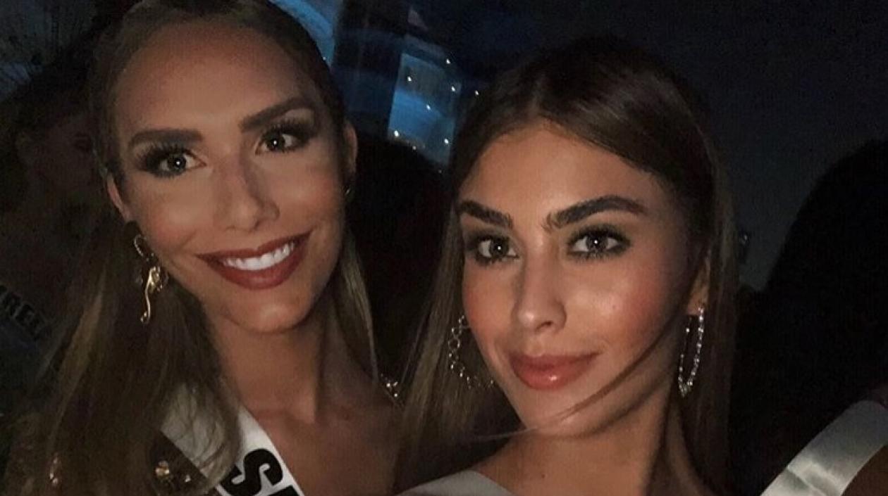 Miss España Ángela Ponce y Miss Colombia Valeria Morales.