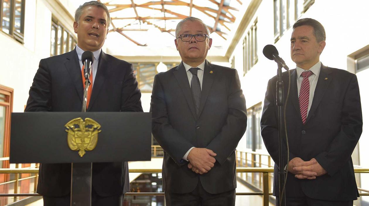 El Presidente Iván Duque y el presidente de la Corte Suprema de Justicia, José Luis Barceló.