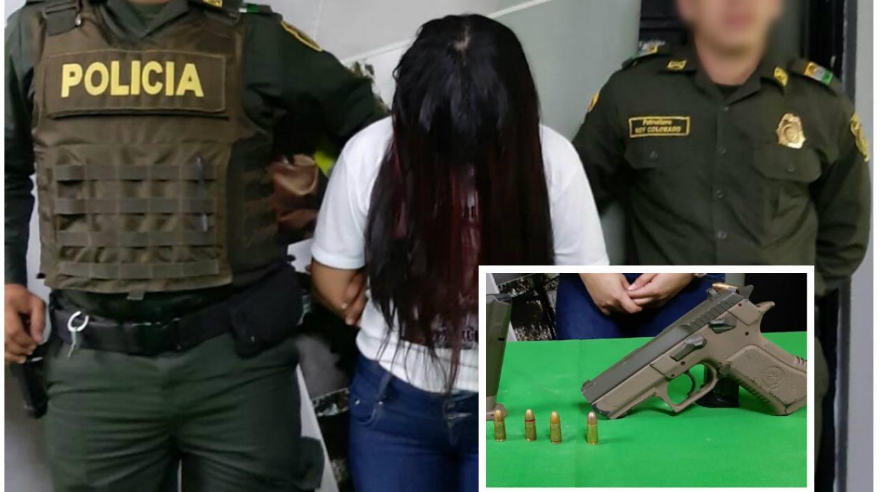 A esta mujer le hallaron el arma dentro de un bolso.