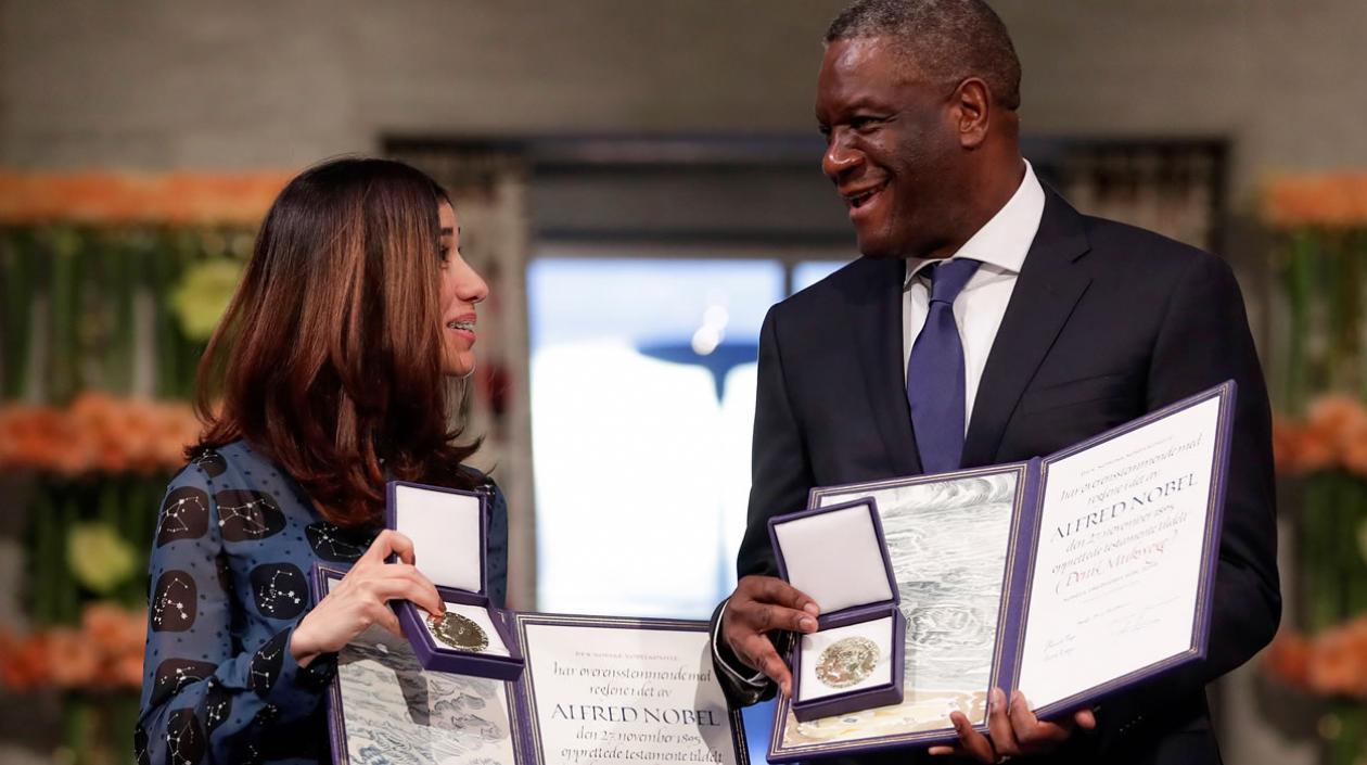 La activista iraquí Nadia Murad y el médico congoleño Denis Mukwege