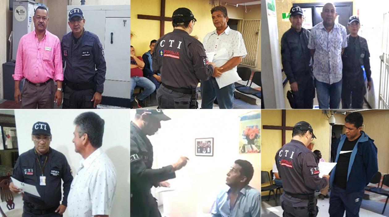 Un grupo de extrabajadores al momento de sus capturas.