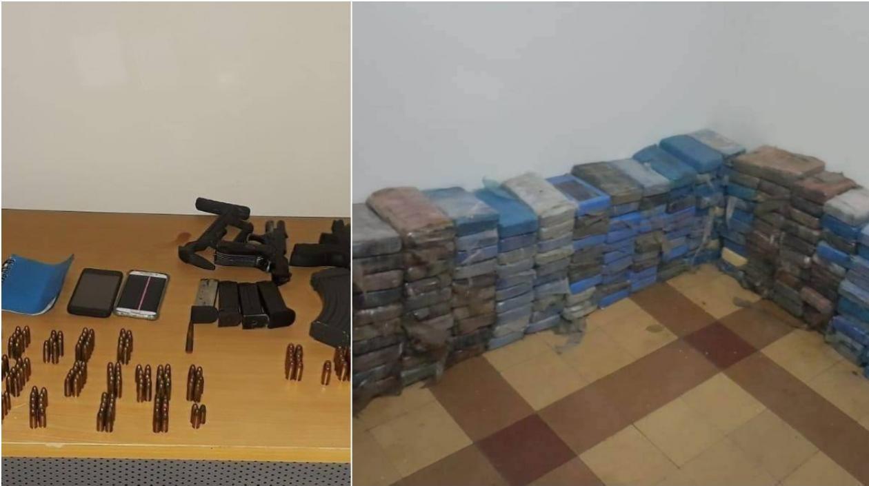 Droga y armas incautadas.