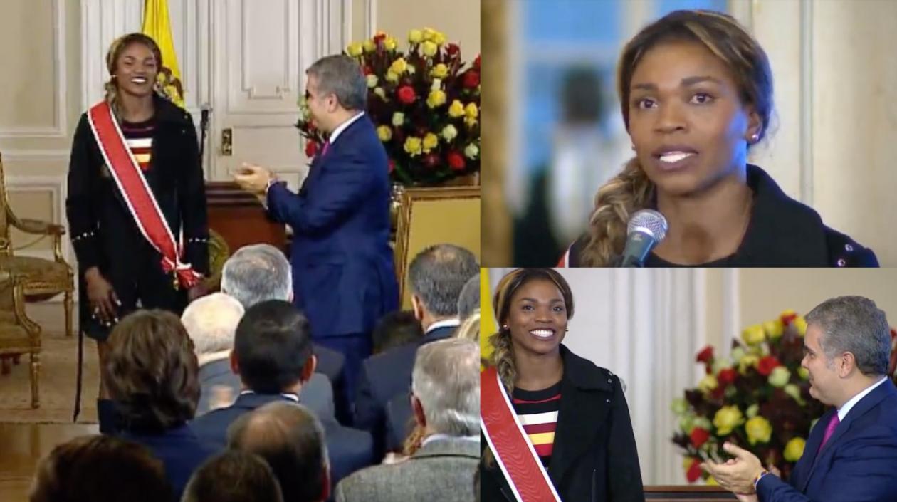 El Presidente Duque condecoró a la atleta Caterine Ibargüen.