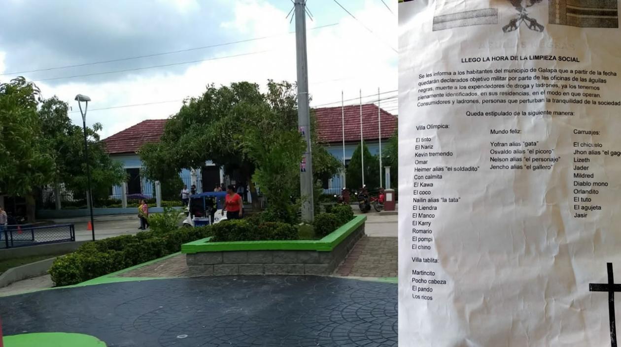 Este es el panfleto que apareció en Galapa.