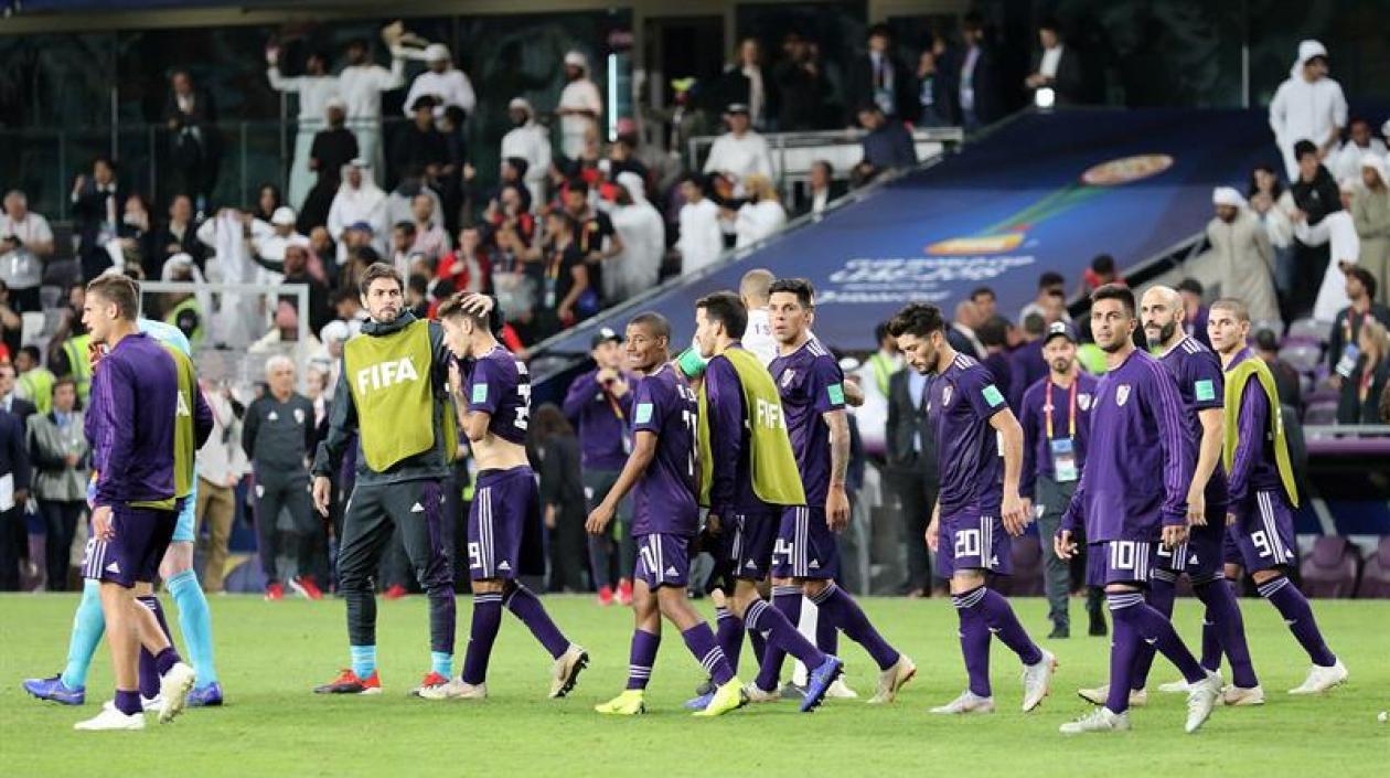 ugadores del Al Ain celebran la clasificación a la final del Mundial de Clubes,