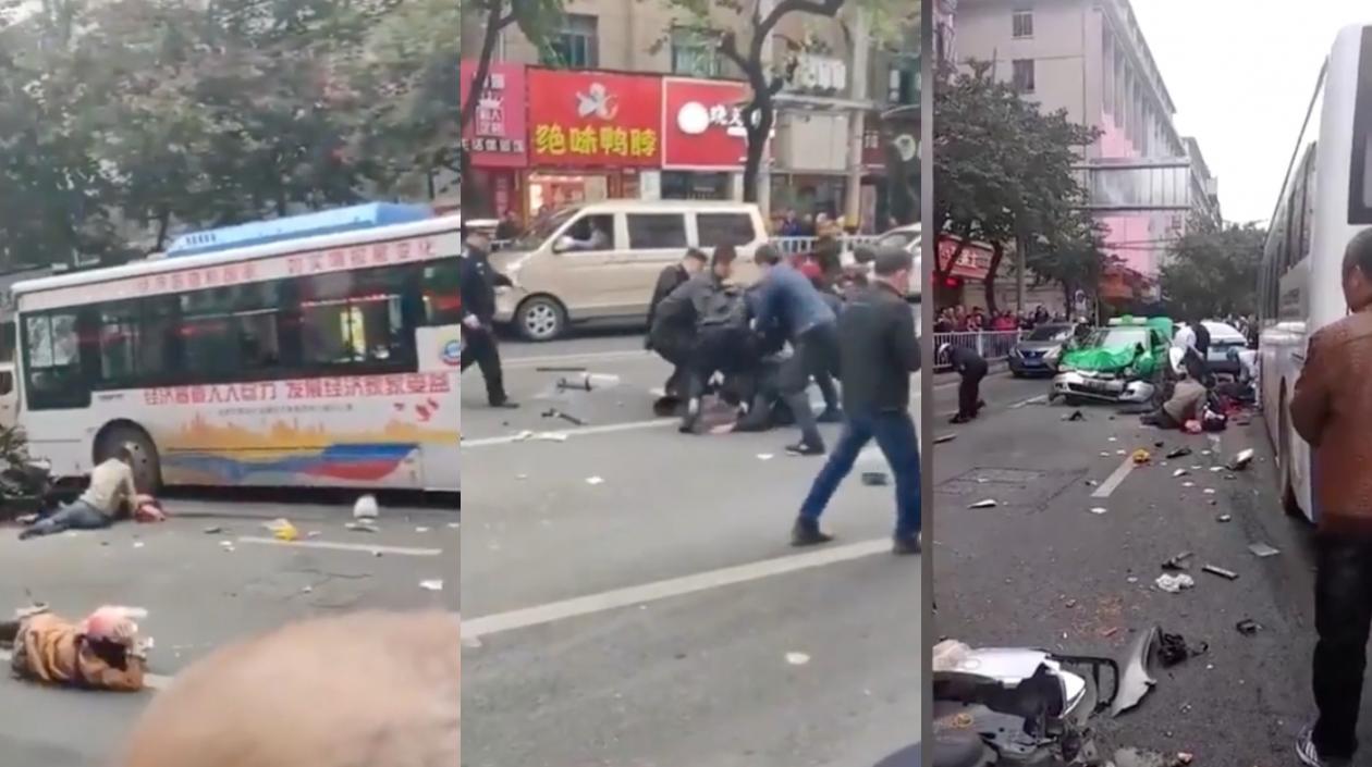 Imágenes del accidente, el capturado y los heridos. 