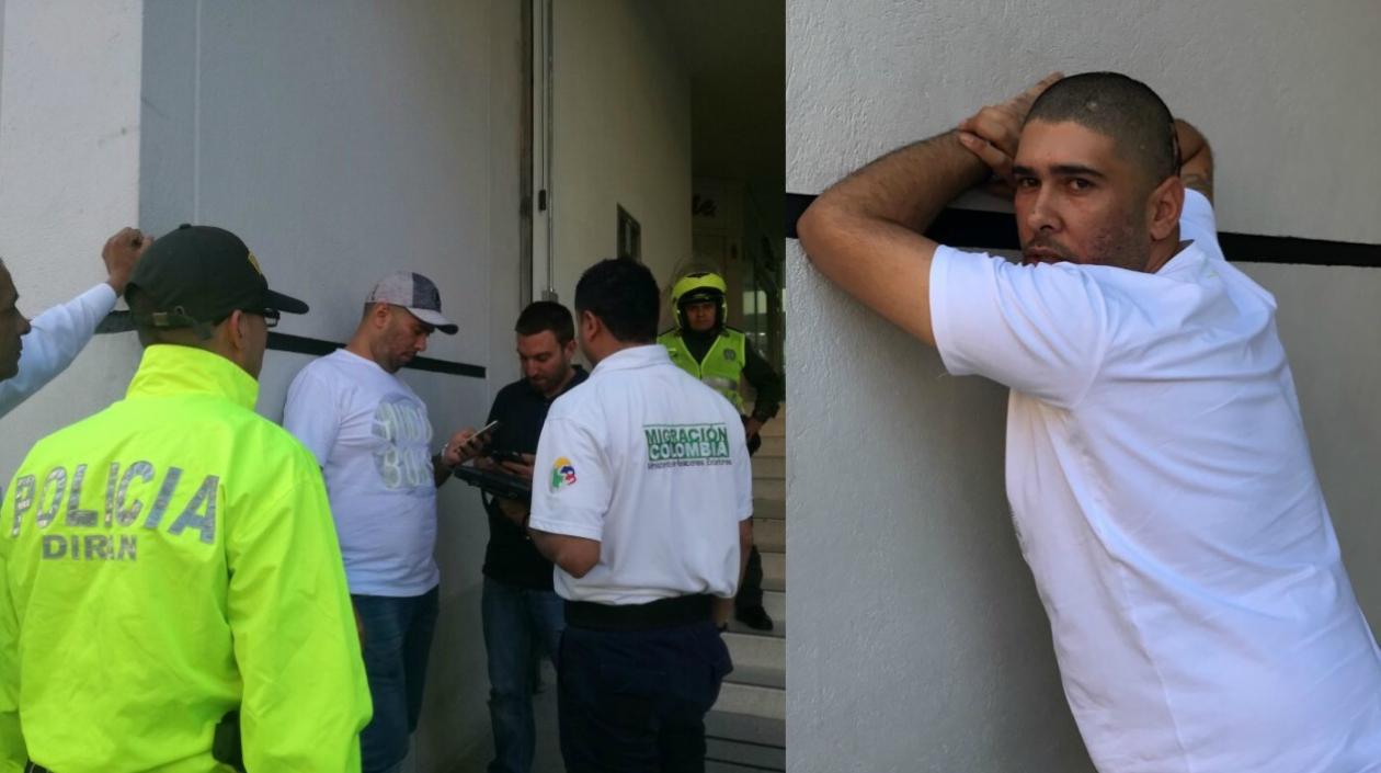 Momentos de la captura del extranjero en la ciudad de Medellín.