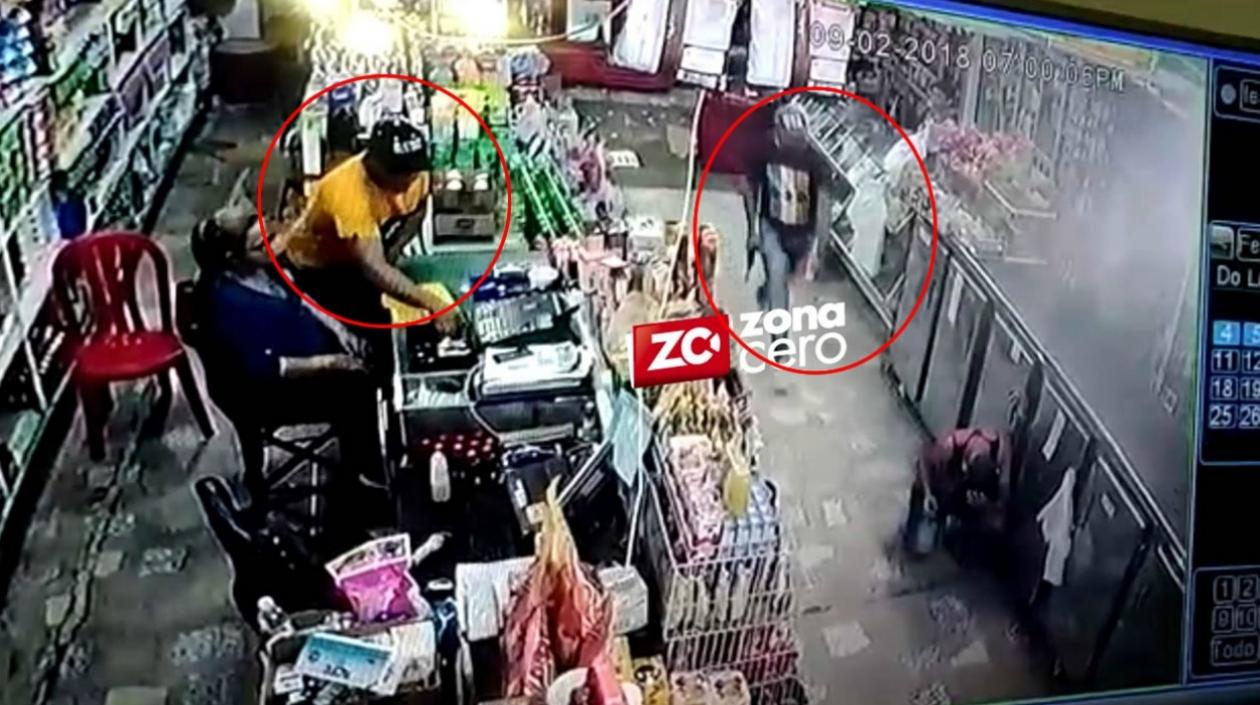 Momentos del atraco en el granero.