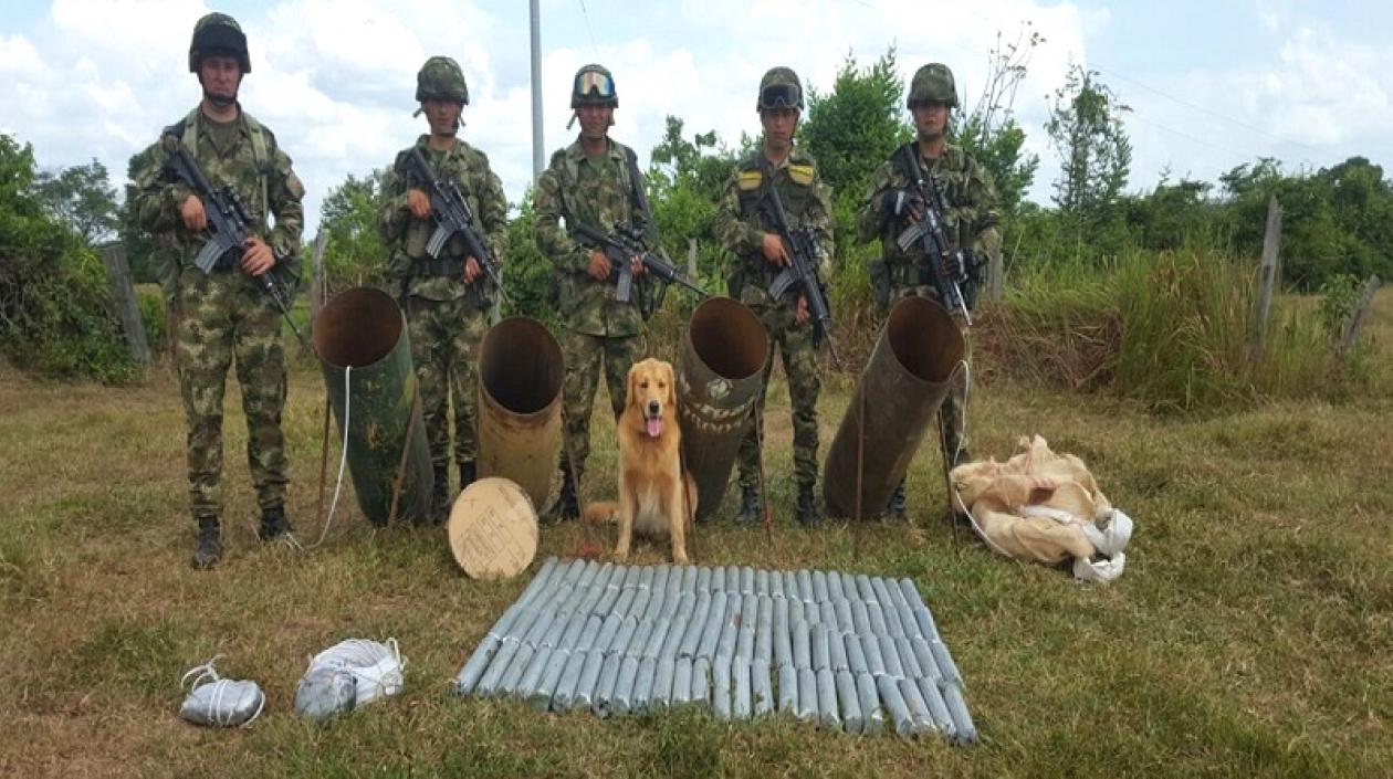 Parte del material incautado al ELN.