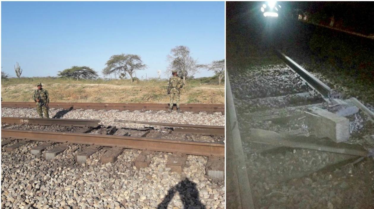 Lugar del atentado en línea férrea del Cerrejón, en La Guajira.