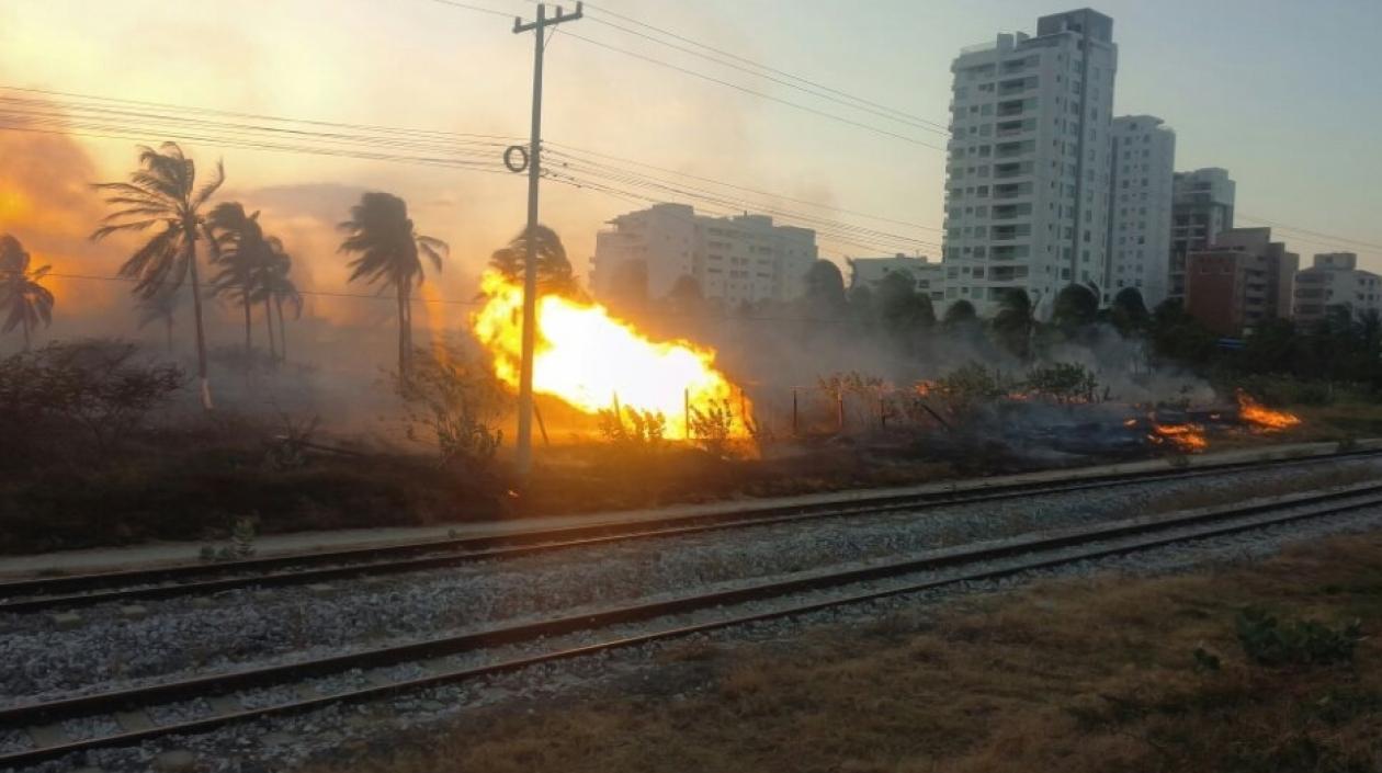 Incendio forestal cerca a  Pozos Colorados, en Santa Marta