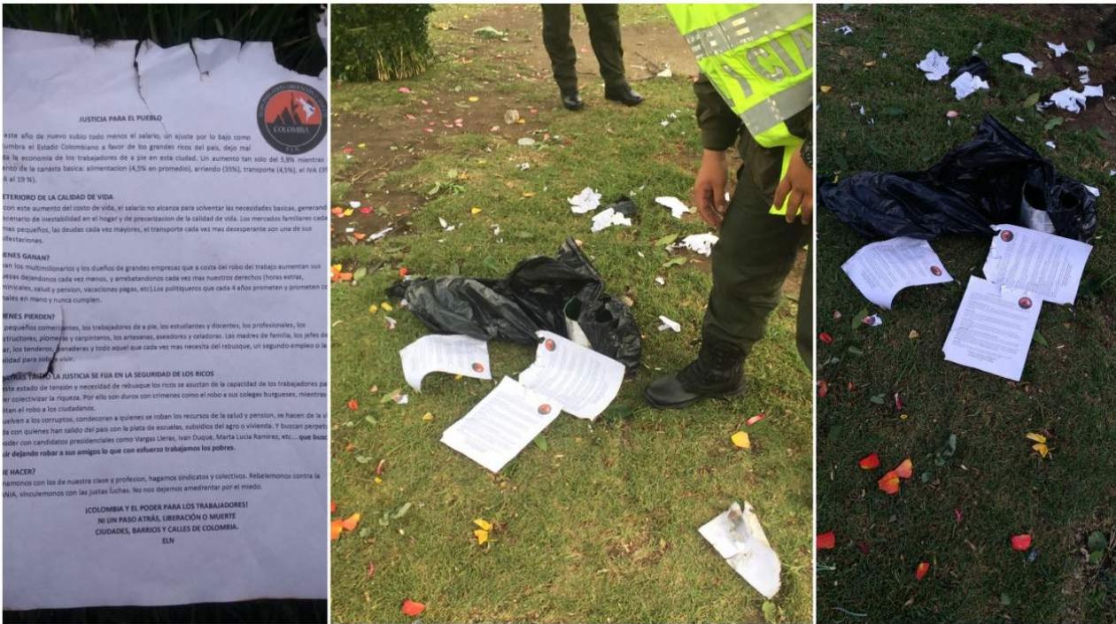 Este es uno de los panfletos del ELN.