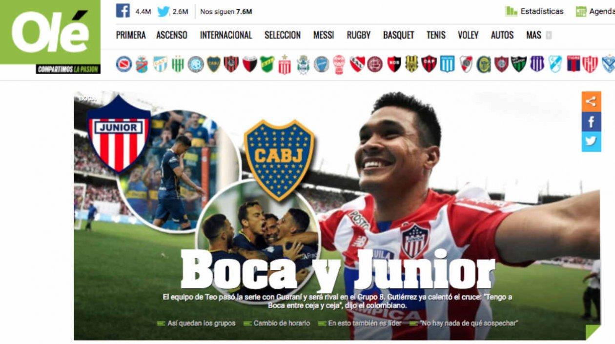 Olé remarca el regreso de Teófilo a la Bombonero. 