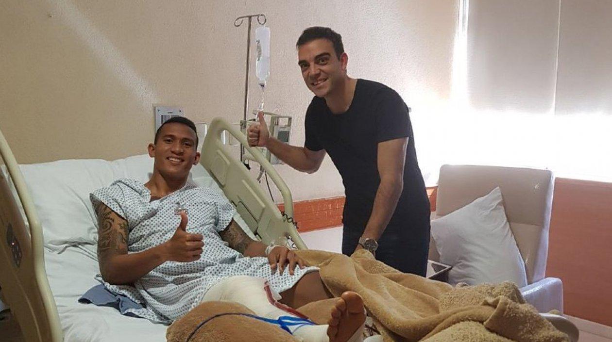 Meza después de su operación. 