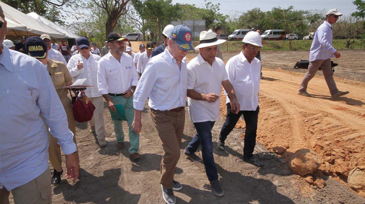 El Presidente Santos junto al Gobernador de Bolívar, Dumek Turbay.