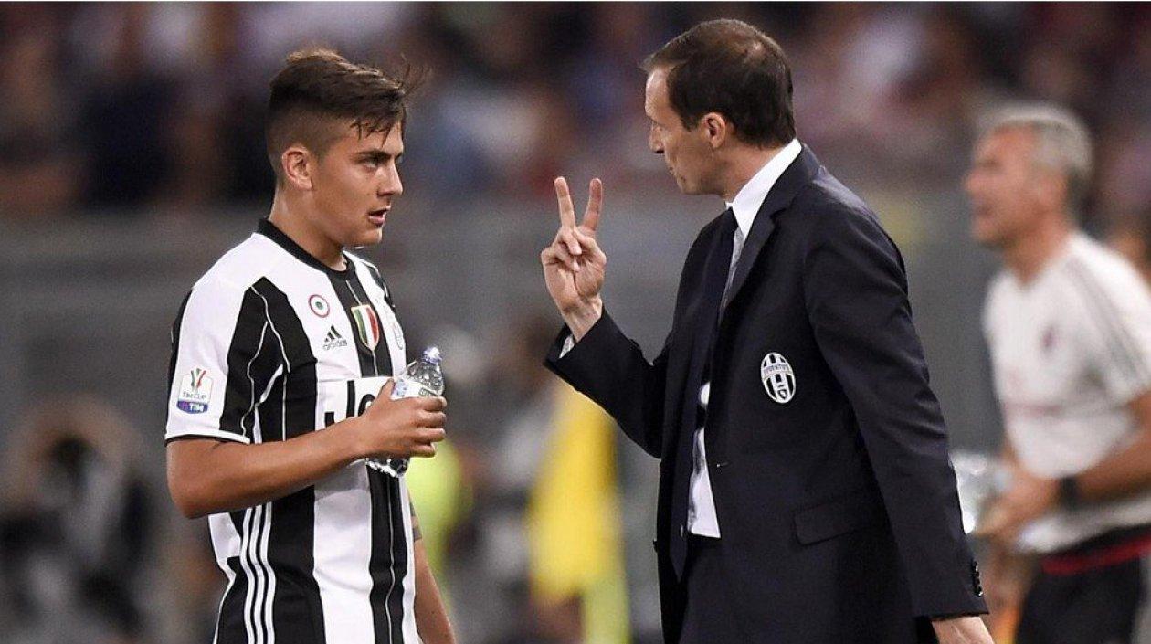Paulo Dybala y Massimiliano Allegri.