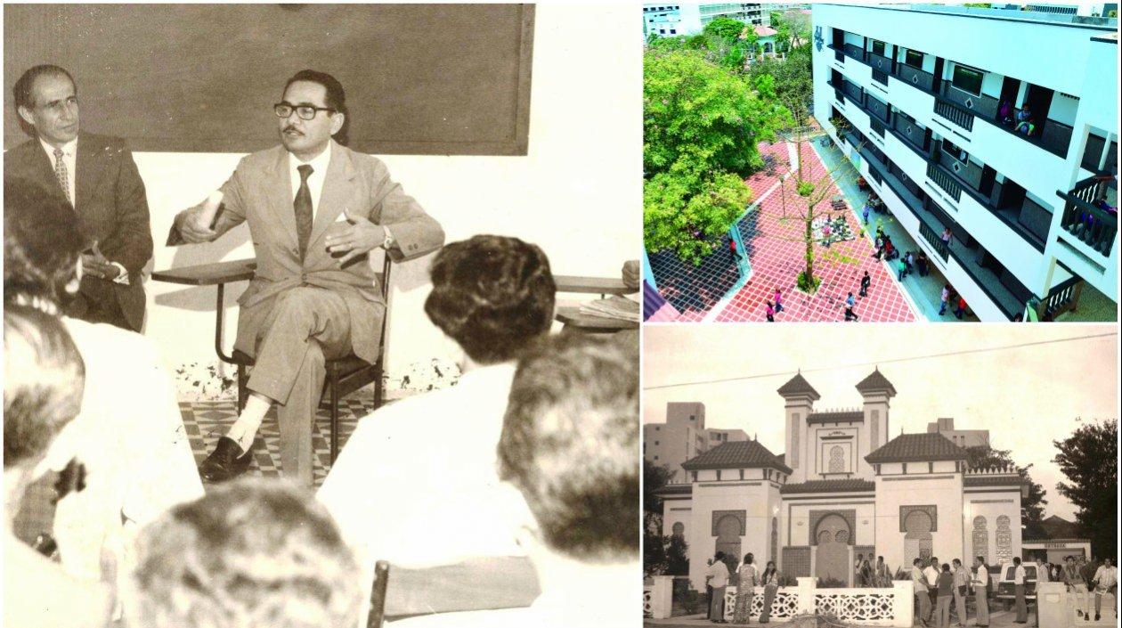 José Consuegra Higgins y las fotos de la sede antigua y la actual.