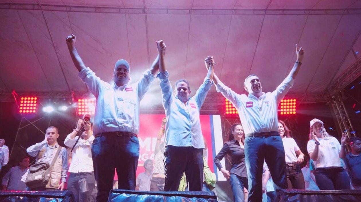 El candidato presidencial Germán Vargas Lleras con los aspirantes al Congreso José Amar y Luis Díaz Granados.