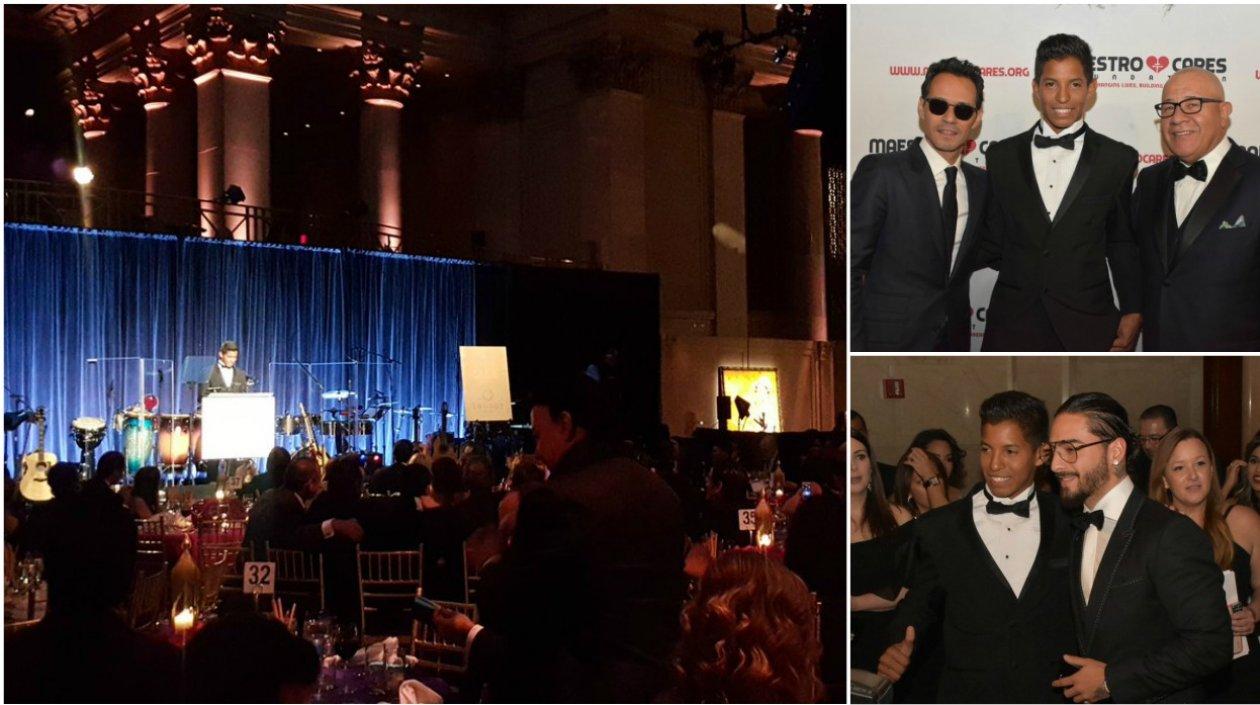 Ricardo Miranda durante su discurso y sesión de fotos con Maluma y Marc Anthony.