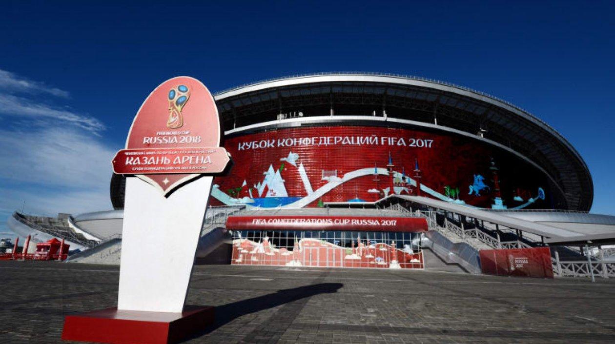 Kazán Arena, situado en la capital de Tartaristán, es uno de los estadios para Rusia 2018.