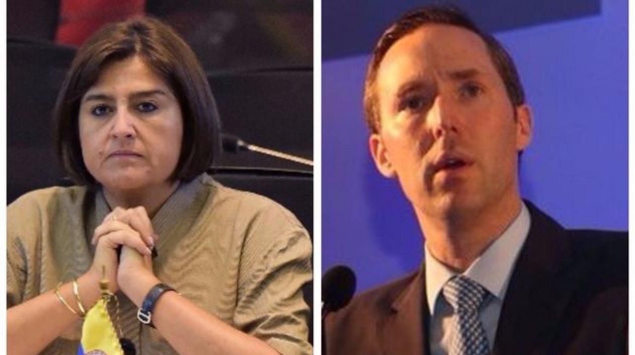 Los ministros de Comercio de Colombia y Panamá, María Lorena Gutiérrez y Augusto Arosemena, respectivamente. 