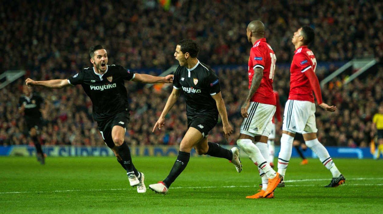 Wissam Ben Yedder celebra uno de sus goles. 