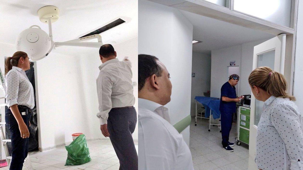 La Secretaria de Salud Alma Solano verificando la reapertura del quirófano.