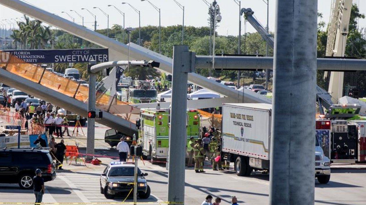 Este es el puente colapsado en Miami.