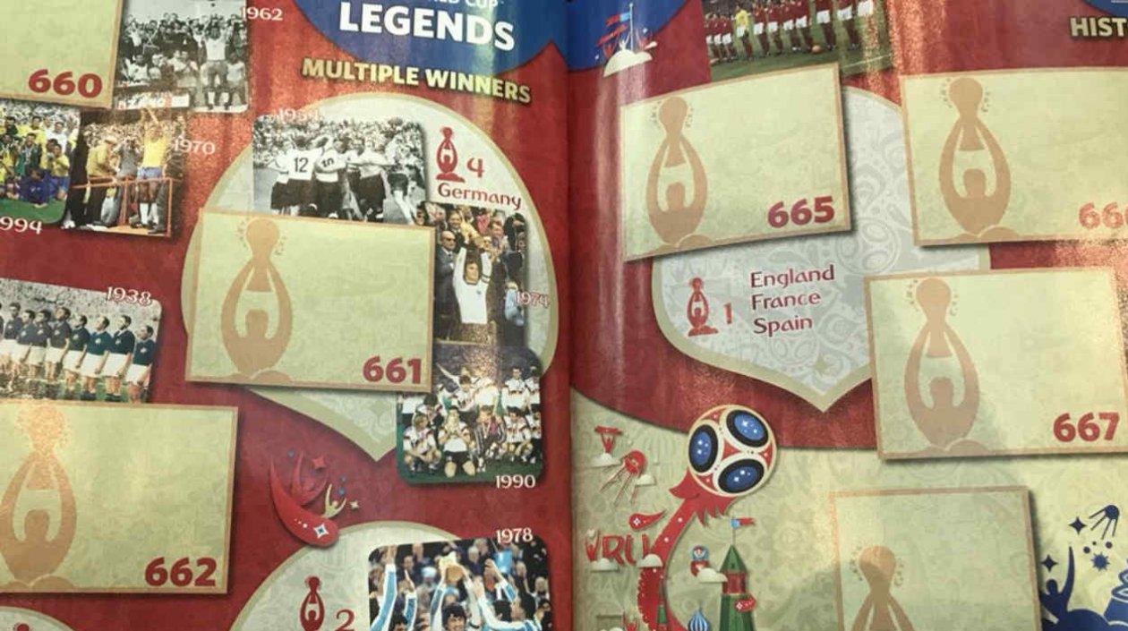 Sección de leyendas del álbum del Mundial. 