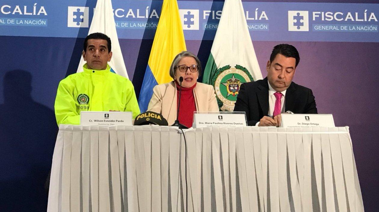 La vicefiscal María Paulina Riveros en la rueda de prensa.