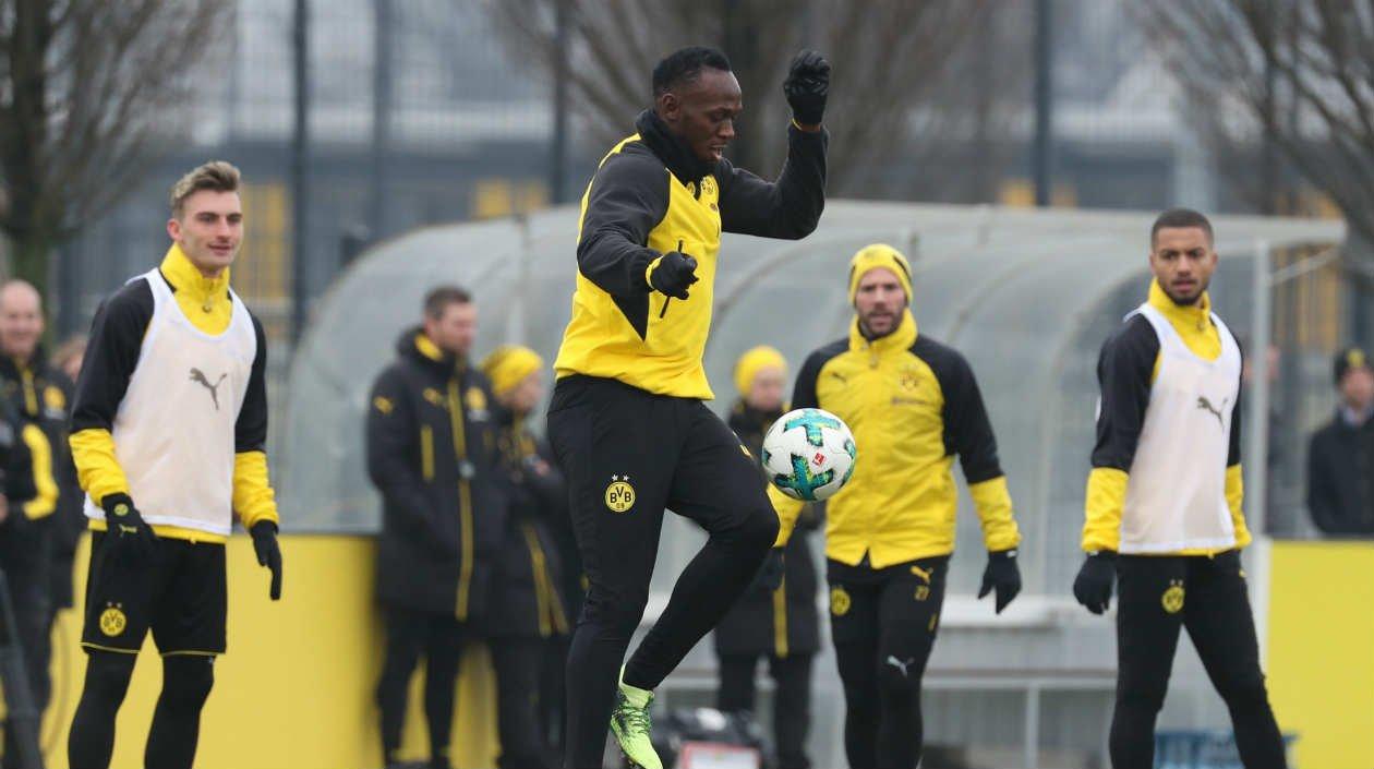 Usain Bolt durante el entrenamiento. 