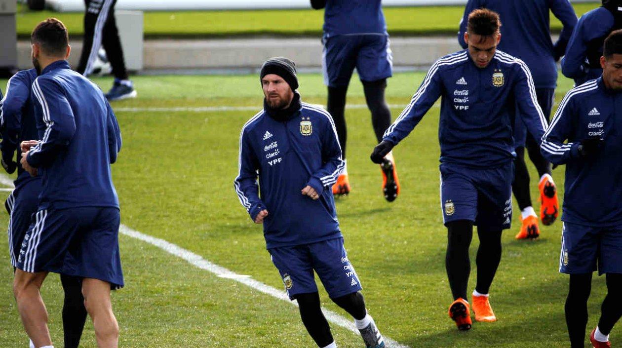 Lionel Messi durante el entrenamiento. 