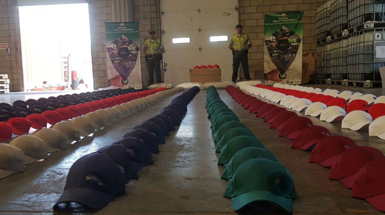 La gorras incautadas. 