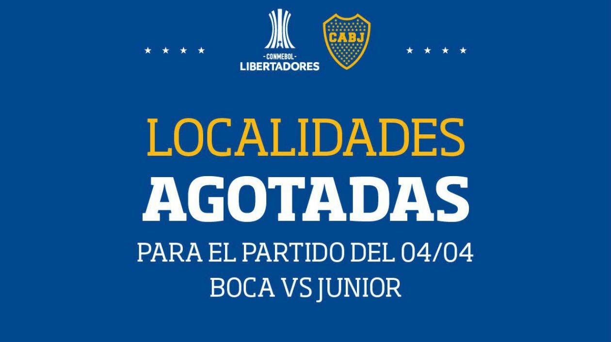 Así informó Boca del cierre de venta de entradas. 