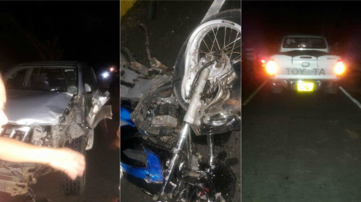 Estado en que quedaron los dos vehículos en el accidente en Sabanalarga.