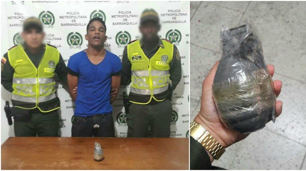 Luis Eduardo Zambrano, capturado con una granada.