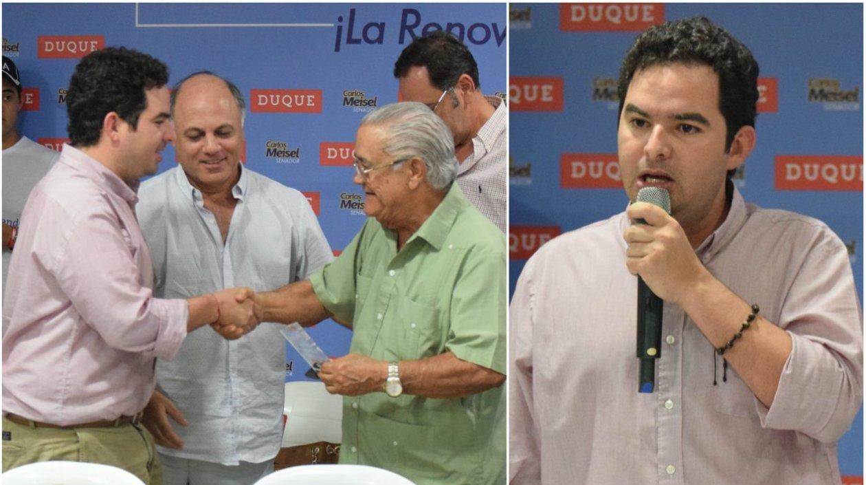 El senador elector Carlos Meisel y dirigentes de Centro Democrático en el Atlántico.