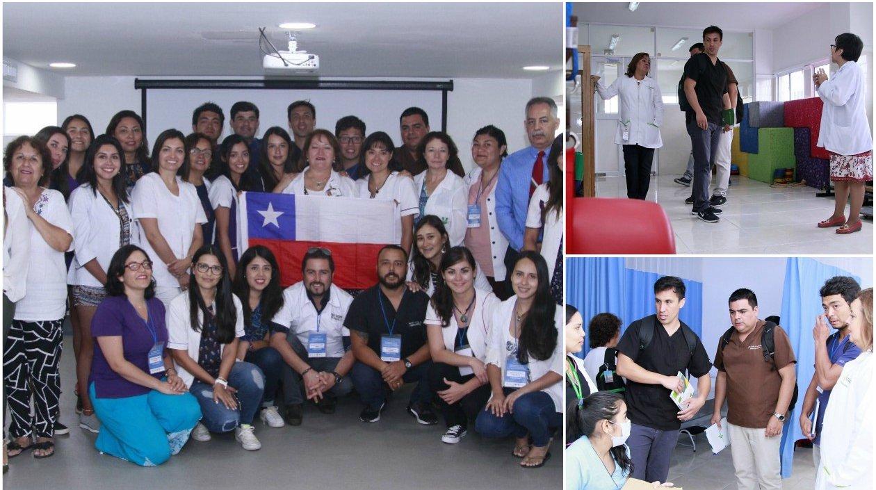 La delegación chilena durante su visita a la Fundación Hospital Universitario Metropolitano (FHUM).