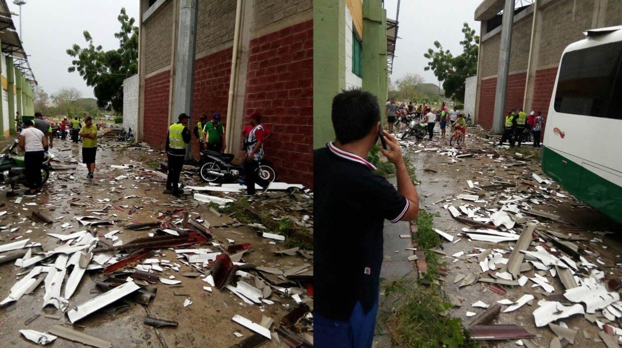 Daños causados en el estadio de Sabanalarga.