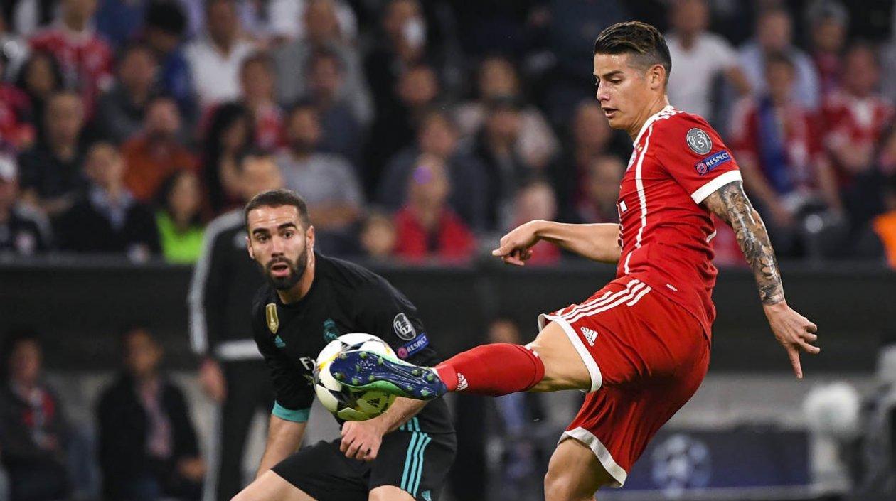 James Rodríguez en acción del partido. 