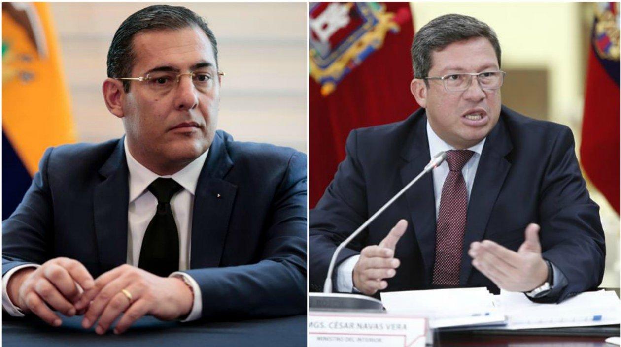 Los ministros ecuatorianos de Defensa, Patricio Zambrano, y del Interior, César Navas.