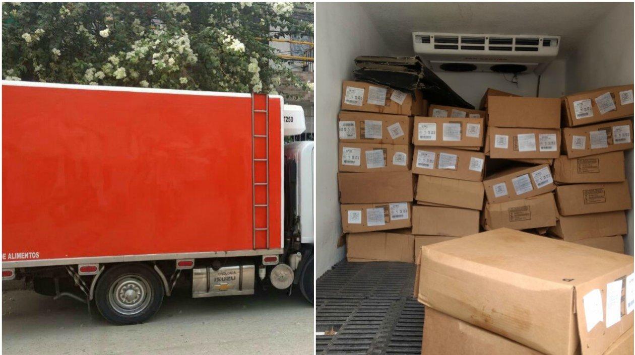 Fueron recuperadas 120 cajas de carne congelada.