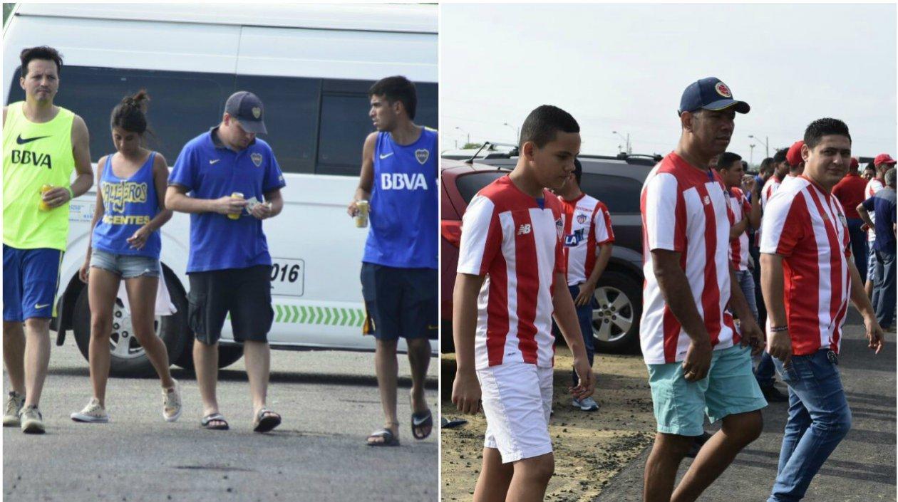 Los hinchas de Boca y Junior llegando al estadio Metropolitano.