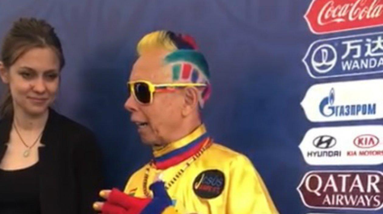 'El Cole' en rueda de prensa en Rusia. 