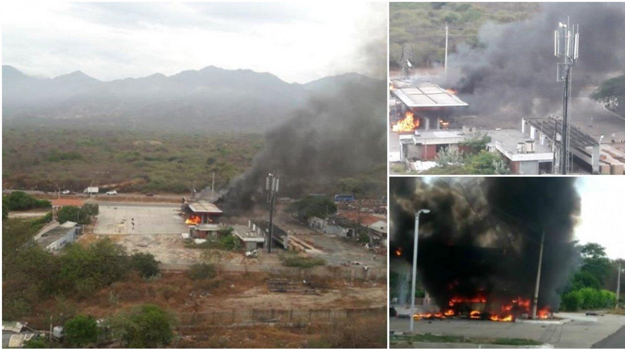 Imágenes del incendio en la bomba de gasolina.