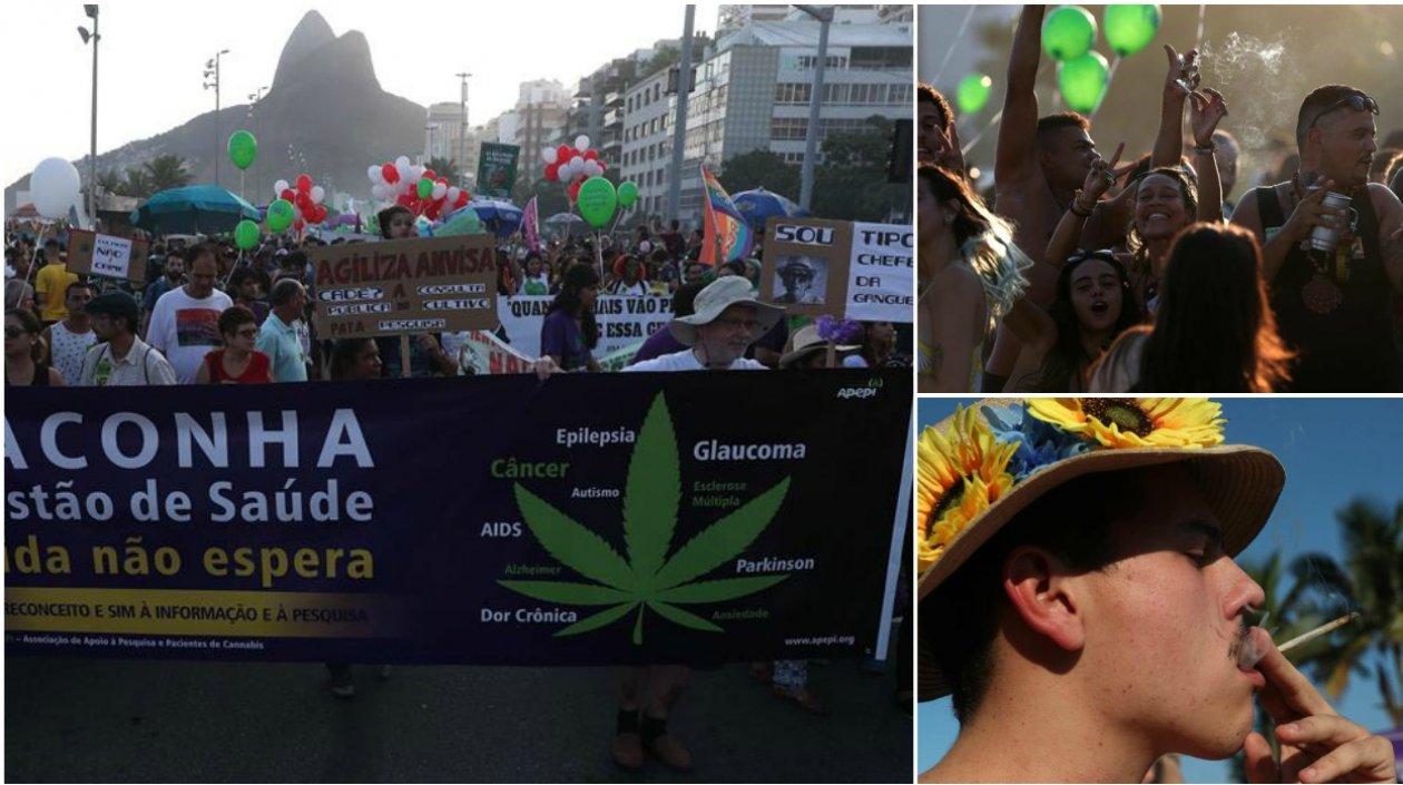 Momentos de la marcha e la famosa playa de Ipanema.
