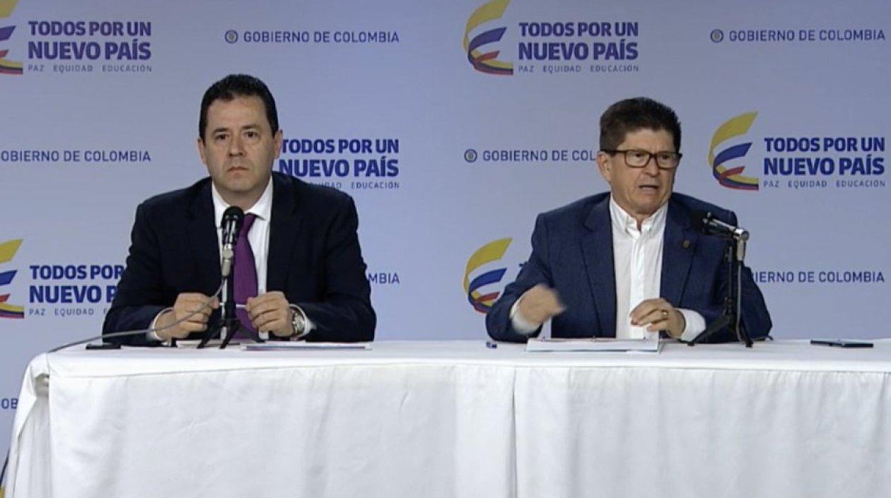 El Gerente de Frontera con Venezuela, Felipe Muñoz y el director de la UNGRD, Carlos Iván Márquez Pérez.