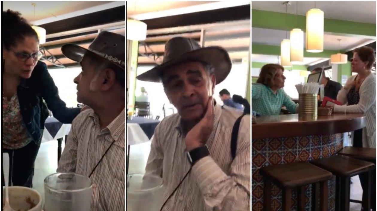 El hombre recibió el respaldo de los clientes del restaurante.