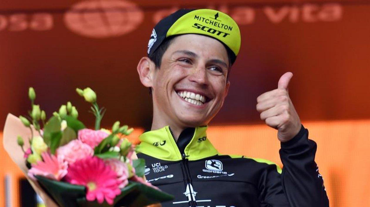 Esteban Chaves tras ganar la etapa.