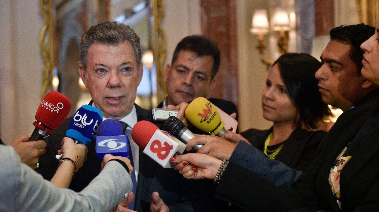 Juan Manuel Santos durante su visita a Alemania.